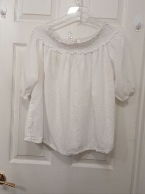 Mirror Image Boho Peasant Blouse Women's Size L White Prairie